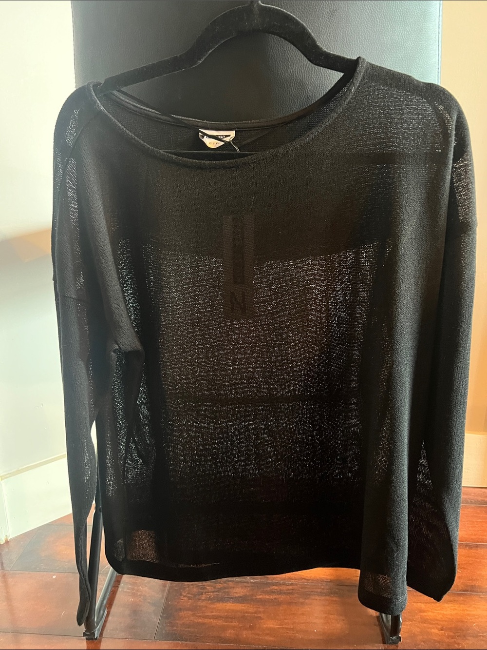 Noisy may Black Long Sleeve Sheer Knit Top